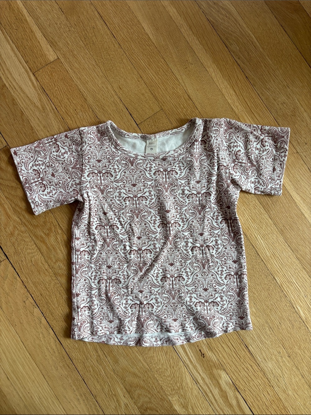 kate quinn Cream Short Sleeve Tee with Brown Paisley Print